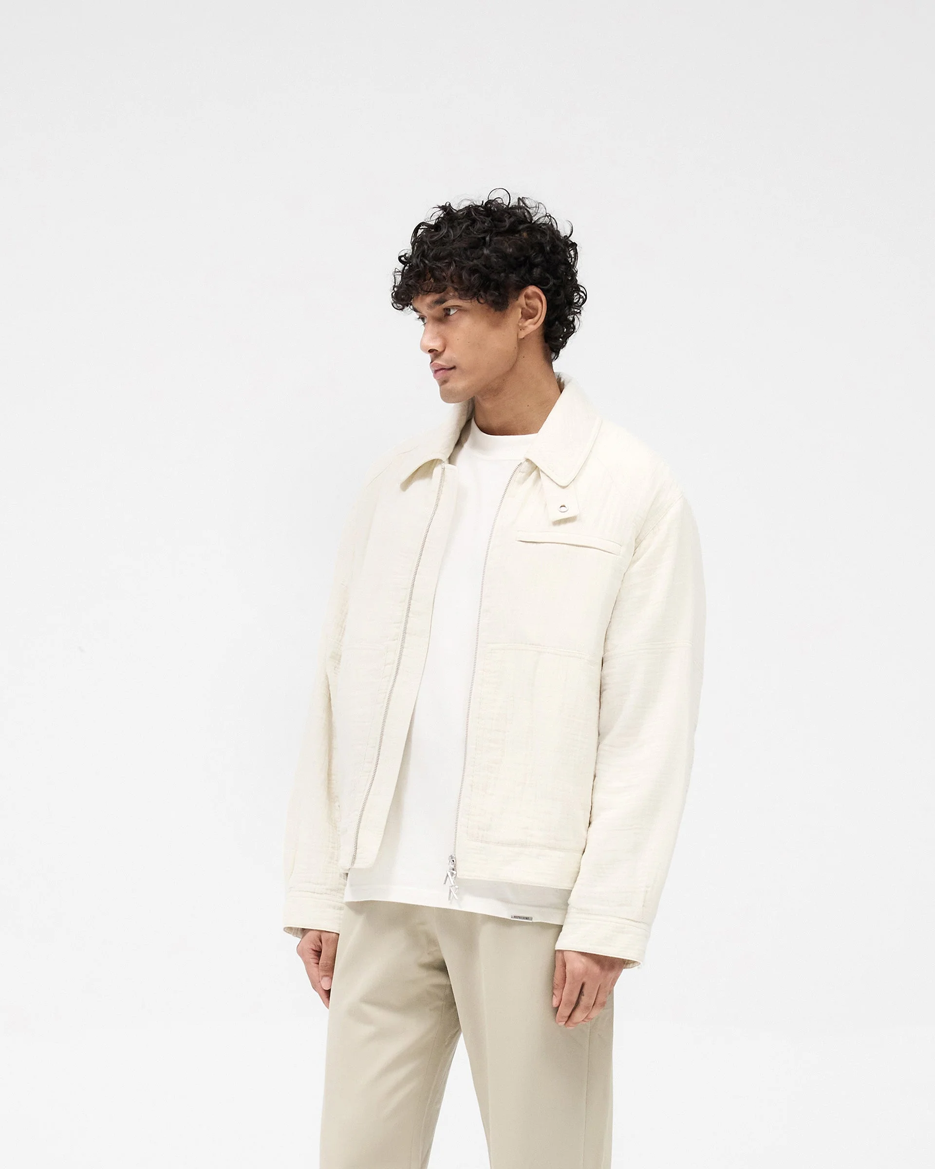 Crinkle Trucker Jacket - Ecru - Image 2
