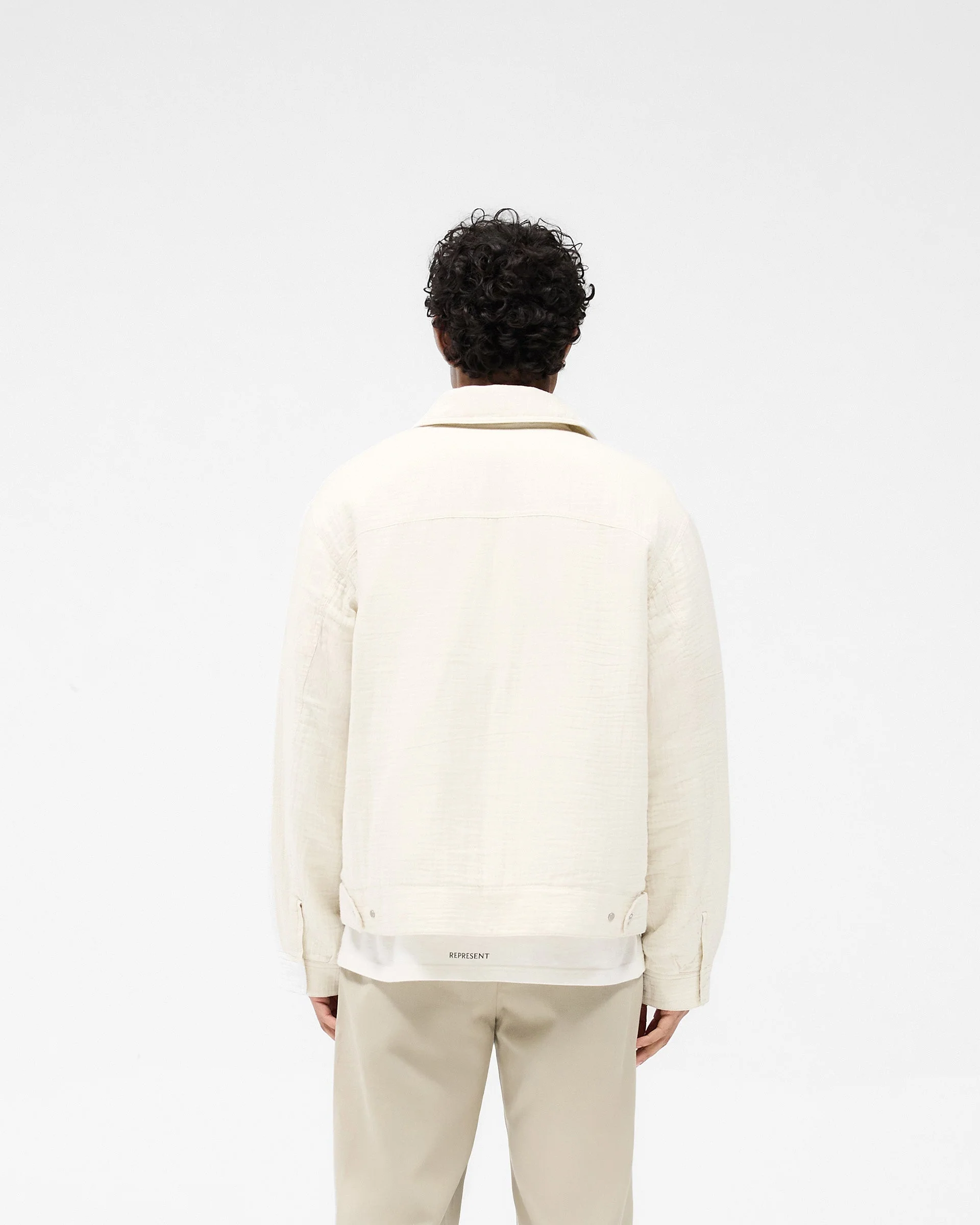 Crinkle Trucker Jacket - Ecru - Image 4