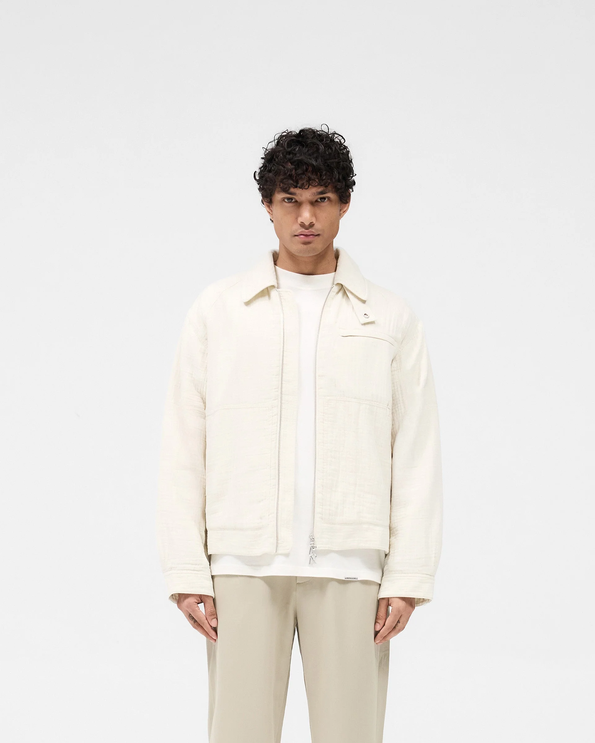 Crinkle Trucker Jacket - Ecru - Image 3